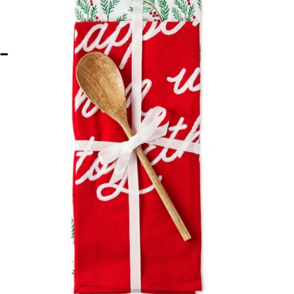 Hallmark Holiday Tea Towels and Wooden Spoon - Picture 2 of 2